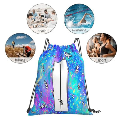 Drawstring Backpack Bag Sport Gym Sackpack Initial Blue Draw String Cinch Bags Bulk String Backpack Storage Bag for Women Men Letters I - color: Letters I
