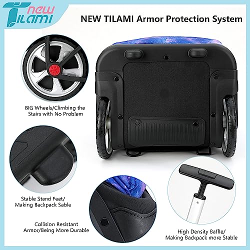 NEW TILAMI 19 inch Rolling Backpack Teens Rolling Backpack Cute Wheeled Laptop Backpack Bookbag Roller Travel Bag College, Star Violet - color: Purple Star Violet