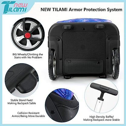 NEW TILAMI 19 inch Rolling Backpack Teens Rolling Backpack Cute Wheeled Laptop Backpack Bookbag Roller Travel Bag College, Star Violet - color: Purple Star Violet