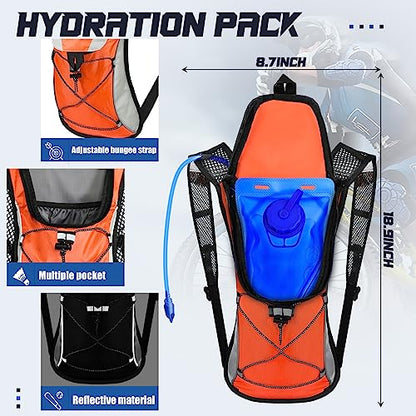 Buryeah 5 Pcs Hydration Backpack Pack with 5 Pcs 2l Water Bladder Lightweight Water Backpack for Men Women Running Cycling Biking Climbing Hiking, Hydro Pack for Adults