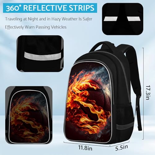 TILYTADLY School Backpack for Boys - Basketball Boys Backpack for Kids Children Teens Elementary Middle School - Students Bag for Ages 6-18,17″Bookbag Multifunctional Large Capacity - color: Basketball-03-backpack Only