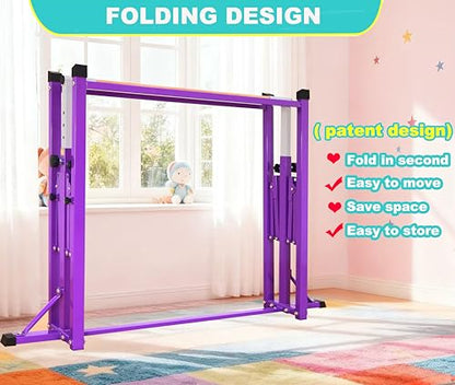 Marfula Gymnastic Bar For Kid and Teenage of 3-25, 5Ft/8 FT Base Length 4Ft Width 5Ft Adjust Height, Gymnastic Kip Bar For Gymnast, Gymnastic Training Equipment For Professional Training Home Club Use - color: Purple (New Style - 8 Ft Base)