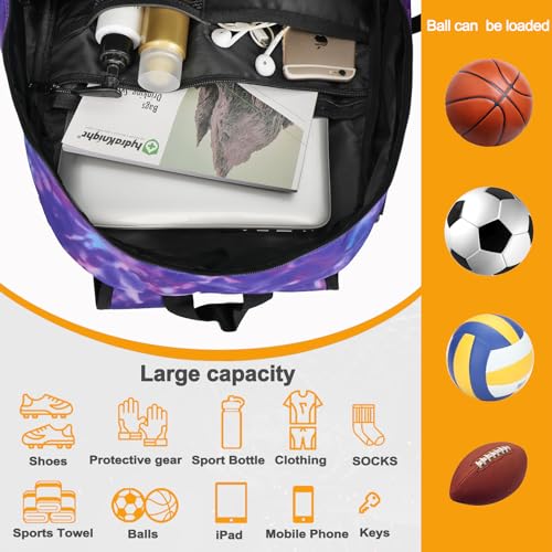 Goloni Soccer Backpack,Basketball Backpack with Ball Compartment & Shoe Compartment,Backpack for Basketball,Soccer - color: Purple Camouflage