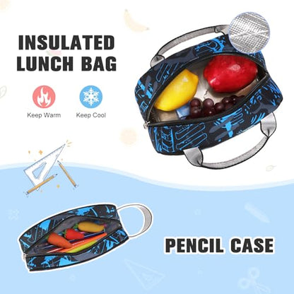 Bevalsa Backpack for Boys, Cool Luminous Boys Backpack with Sling Bag, Lunch Box & Pen Case, School Bags for Kids Children Teens Elementary Middle Schools, Bookbag Glow In The Dark (Blue) - color: Blue