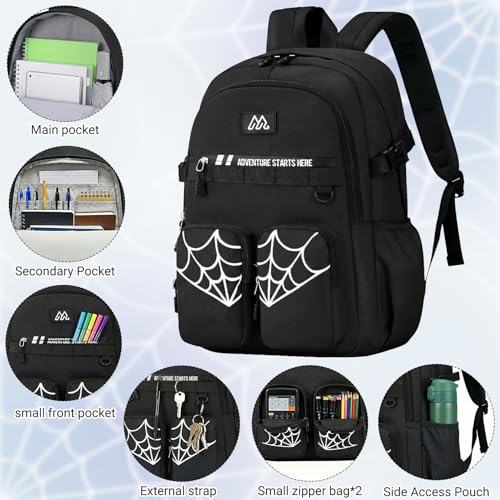 Kids Backpack for Boys - Cool Boys Backpacks with Waist pack for Kids Teens Elementary Middle School, 18″ Large Capacity Students Bookbag, Perfect for Travel and School - color: Black-backpack-only