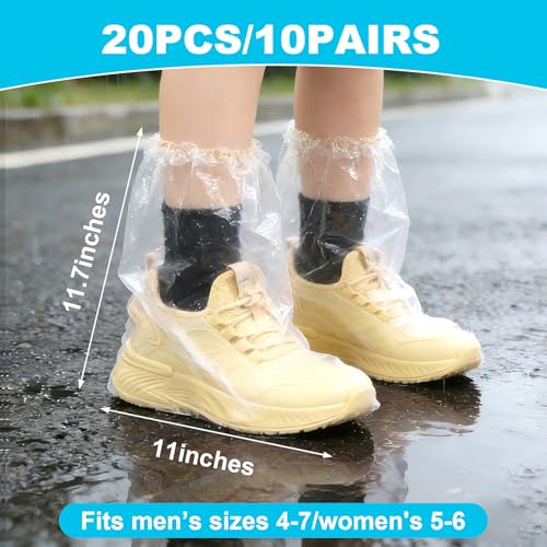 20 Pcs Kids Waterproof Shoe Covers for Rain, Non-Slip Disposable Rain Shoe Covers, Plastic Shoe Ponchos, Thickened PE Material Boot Covers for Men and Women (Clear) - color: 20pcs(kids)-clear