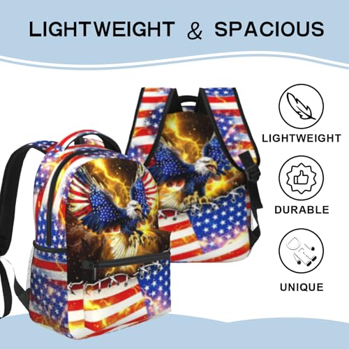 American Flag Eagle Backpack For Kids School Backpack For Boys Bookbag For Kids Children Teens Elementary Middle School Ages 6-18 Back Pack - color: American Flag Eagle