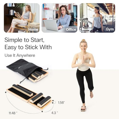 StrongTek Single-Leg Balance Board for Foot & Ankle Strengthening, Rehab & Stability Training, Non-Slip Wood Design for Sprained Ankles, Plantar Fasciitis & Physical Therapy Exercises