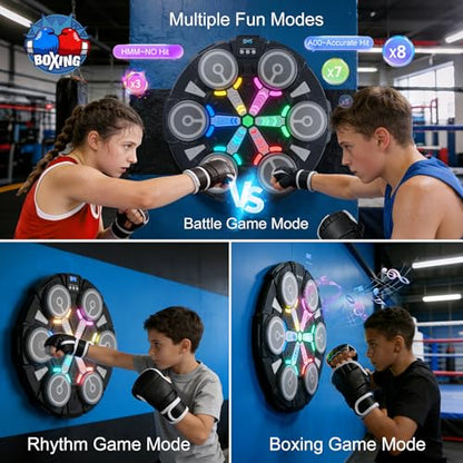 Music Boxing Machine, Wall Mounted Punching Bag with Bluetooth, Boxing Training Workout Equipment with Gloves, Ideal Gift for Kids and Adults, Home, Office and Gym - color: Colorful