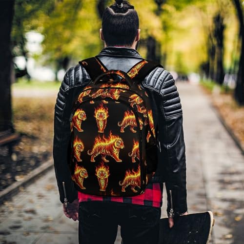 Water Resistant Laptop Backpack Fire Flame Tiger, Business Anti Theft Computer Bag with Water Bottle Pockets for College Men Women - color: Pattern (338)