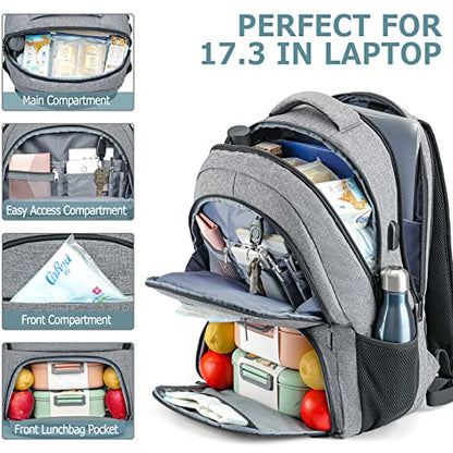unch Backpack, Insulated Cooler Lunch Bag Backpack, Large School Backpacks for Teen Boys Water Resistant Back Pack Gift for Men Fit 17 Inch Laptop - color: Grey