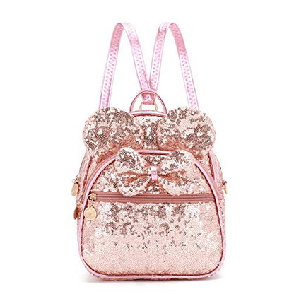 KL928 Girls Mini Backpack Bowknot Polka Dot Cute Small Daypacks Convertible Shoulder Bag Purse for Women - color: Fluorescent Pink-01