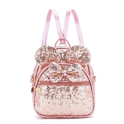 KL928 Girls Mini Backpack Bowknot Polka Dot Cute Small Daypacks Convertible Shoulder Bag Purse for Women - color: Fluorescent Pink-01