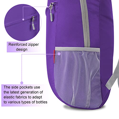 ZOMAKE Lightweight Packable Backpack 20L,Foldable Backpacks Small Daypack for Hiking Water Resistant Day Bag for Travel(Purple) - color: Purple