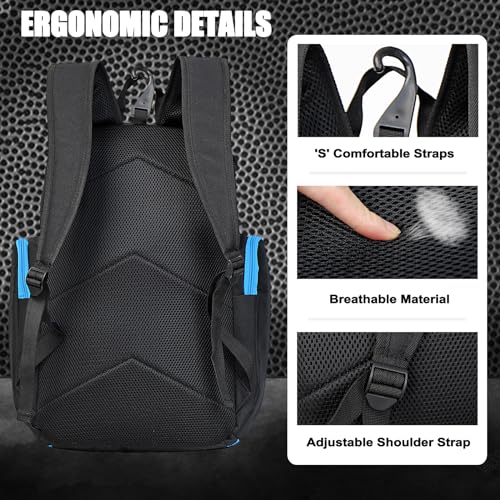 LARIPOP Basketball Backpack with Ball & Ventilated Shoe Compartment Insulated Pockets for Men Training - color: TR Blue