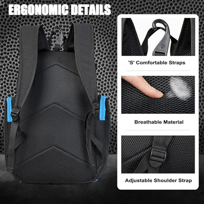 LARIPOP Basketball Backpack with Ball & Ventilated Shoe Compartment Insulated Pockets for Men Training - color: TR Blue