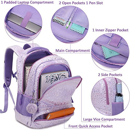 Meisohua School Backpack for Girls Large Fluffy Bookbag for Kids Teens School Bags for Girl Primary Middle School Casual Daypack - color: Furry Heart Purple