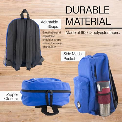 BAZIC 1051 Classic Backpack, Blue, 17" - color: Blue, size: 17"
