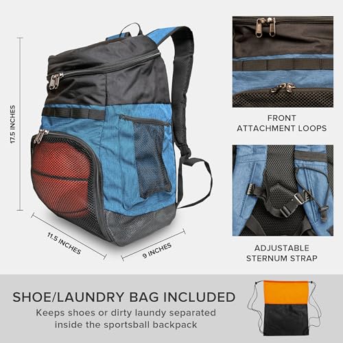 Xelfly Basketball Backpack with Ball Compartment - color: Blue