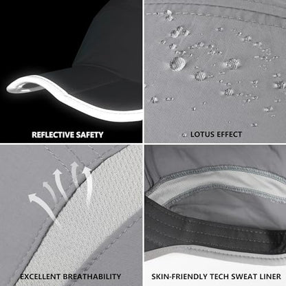 GADIEMKENSD Reflective Folding Outdoor Hat Unstructured Design UPF 50+ Sun Protection Sport Hats for Womens and Mens - color: Folding Series, Light Grey