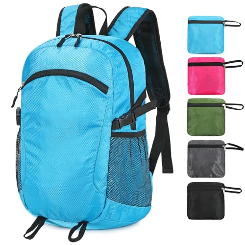 Small Hiking Backpack 15L Travel Lightweight Hiking Packable Daypack Water-Resistant Foldable Backpacks for Women Men Camping (Blue) - color: Blue, size: 15L