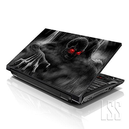 LSS 15-15.6" Laptop Sleeve Bag with Matching Laptop Skin Sticker & Mouse Pad Combo | Carrying Case for 14" 15" 15.6" - Red Eye Dark Ghost Zhombie Skull - color: Red Eye Dark Ghost Zhombie Skull, size: 15 inch