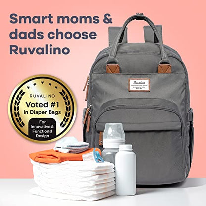 RUVALINO Diaper Bag Backpack, Multifunction Travel Back Pack Maternity Baby Changing Bags, Large Capacity, Waterproof and Stylish, Iron Gray - color: Iron Gray