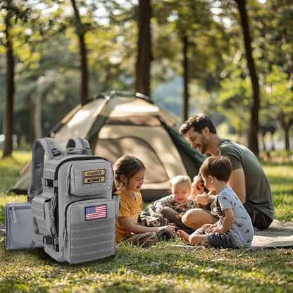 SHARKMOUTH Baby Diaper Bag for Dad - Large Military Daddy Gear Backpack with Changing Pad for Travel Camping Hiking - Newborn Baby Shower Gifts Gray - color: Gray W/ Changing Pad