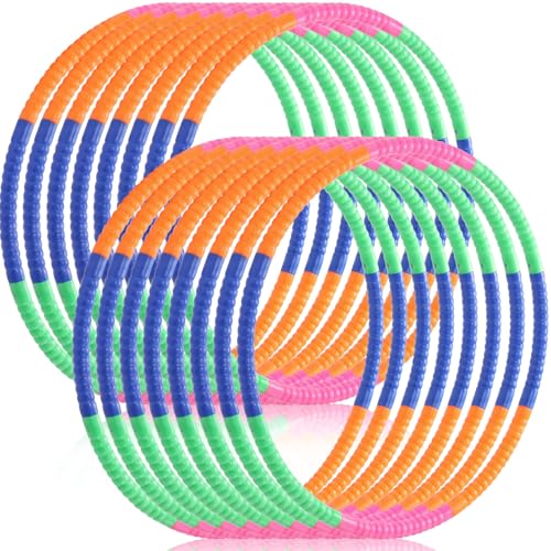 Vinsot Toy Hoop Detachable Plastic Hoops Exercise Equipment Toy Adjustable Rings for Sports Party Game Dance Pet Training - color: Tropical Bright Mix