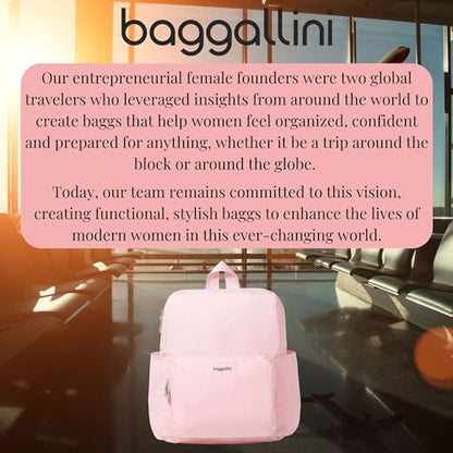 Carryall Packable Lightweight Travel Backpack 14x11" Folding Compact Nylon Washable Weekender Daypack w/Luggage Sleeve - color: Bagg Pink