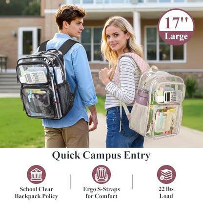 PACKISM Clear Backpack for School - 17 Inch Check Patterned Bookbag, Beige - color: Pattern-checkerboard Beige