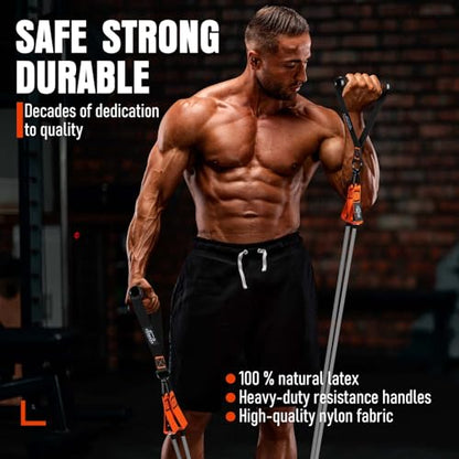 Resistance Bands with Handles, 175lb Exercise Bands for Working Out, Fitness Bands, Workout Bands with Door Anchor and Ankle Straps, Physical Therapy, Yoga, Strength Training Home Gym Equipment - style: 175LBS
