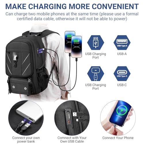 17.3 Inch gym backpack with Shoe Compartment,60L Water Resistant Anti Theft Backpacks with USB Charging Port, Airline Approved Carry on Bag Multiple Compartments,for Men Women Travel - size: 17.3 inch Travel Backpack