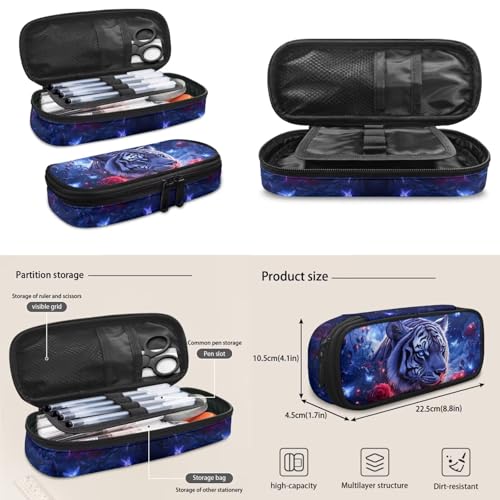 Aesthetic Tiger Backpack for Kids Girls Backpack with Lunch Box Water Bottle Carrier and Zipper Pencil Case 4Pcs Set 17" Bookbag with Large Front Pocket Lightweight Elementary School Bag - color: Aesthetic Tiger-1