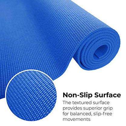 10-Pack Yoga Mat, 68" x 24" Non Slip Exercise Mat, 4mm Thick Gym Mat for Fitness and Stretching, Bulk Non Toxic Yoga Mats for Schools and Studios - color: Blue