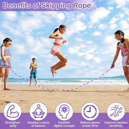 Jump Rope for Kids, Adjustable Jump Ropes for 4 5 6 7 8 10 12, Tangle Free Jumping Rope Age 8-12, Segmented Soft Beaded Skipping Rope for Women Fitness - color: Green and Purple