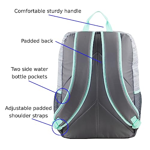FUEL Top Loader Backpack with Lunch Box Combo – 18” Two Compartment Water Resistant Durable Adjustable Straps with Side Water Bottle Pockets 2 in 1 Set – Slate Grey - color: Slate Grey