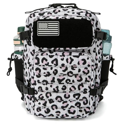 QT&QY 25L/45L Military Tactical Backpack For Men Molle Daypack 3 Day Bug Out Bag Hiking Rucksack With Bottle Holder - color: 25l Leopard