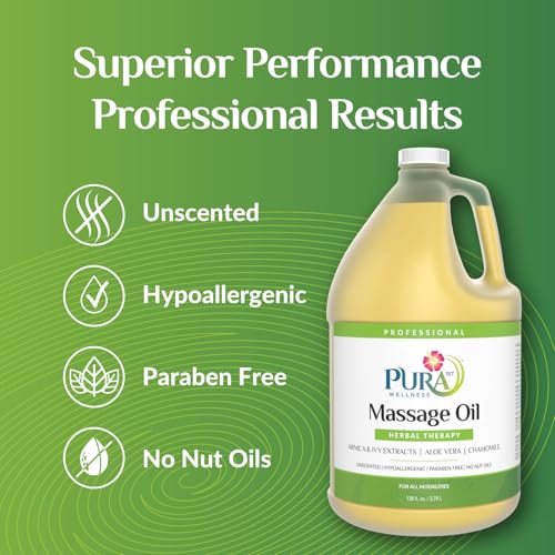 Herbal Therapy 1 Gallon Massage Oil, Aloe Vera, Professional, Massage Therapy, Deep Tissue, Unscented, Hypoallergenic, Natural Ingredients, Skin Hydrating, Moisturizing, Muscle Relief - size: 1 Gallon