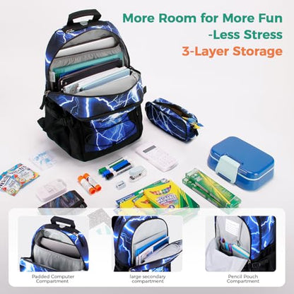 Choco Mocha Boys School Backpack, Blue Backpack for Teen Boys Kids Large Bookbag 17.5 Inch, Galaxy - color: Blue-galaxy