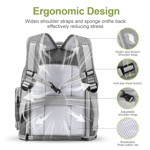 Cawypety Expandable Cat Backpack,Cat Bubble Backpack Carrier for Carrying Cats, Pets and Small Dogs,Airline-Approved,Designed for Travel, Hiking, Walking,Car （Grey - color: Square Expandable- Grey