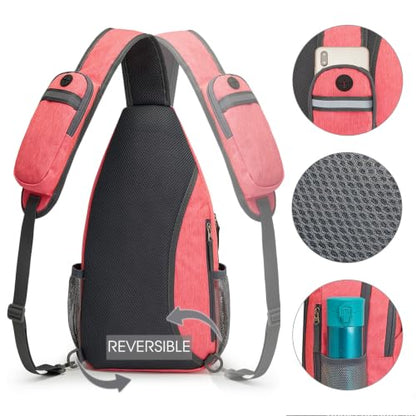G4Free Sling Bag for Men and Women, RFID Blocking Crossbody Bag, Lightweight Sling Backpack for Travel, Hiking, Walking and Daily Use - color: Red