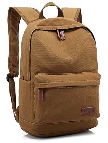 kayond Casual Style Lightweight canvas Laptop Bag/Durable Travel backpacks/Rucksack for Men&Women/Fashion Backpack Fits 15 inch Notebook (Brown) - color: Brown