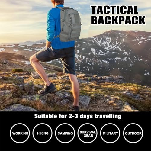 Small Tactical Backpack 12L Molle Bag Rucksack Army Daypack Military Daypack for Outdoor,Hiking (Grey) - color: Grey