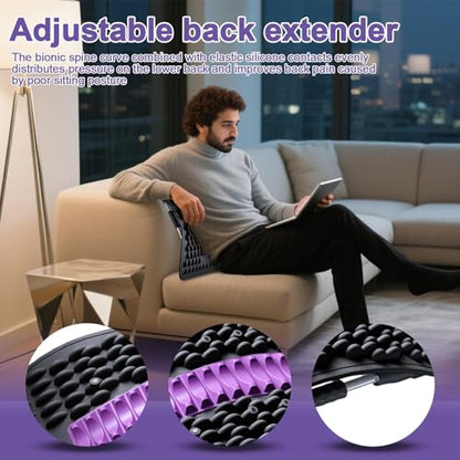 Back Stretcher - Adjustable Multi-Level Support, Ergonomic Arch Design, Muscle Relaxation Tool, Spine Alignment Device | Yoga Stretching Accessory with Pain Reliefs Function for Home, Offices Session - color: Black