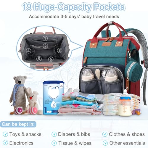 SHITIESHOU Diaper Bag Backpack Baby Bag for Mom Dad with Changing Pad, 19 Pockets, Large Waterproof Travel Baby Girl Boy Toddle Diaper Bag with Insulated Pocket, Baby Shower Gifts, Colorful - color: A Colorful