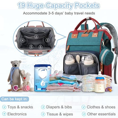 SHITIESHOU Diaper Bag Backpack Baby Bag for Mom Dad with Changing Pad, 19 Pockets, Large Waterproof Travel Baby Girl Boy Toddle Diaper Bag with Insulated Pocket, Baby Shower Gifts, Colorful - color: A Colorful
