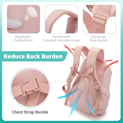 NOL Natural Organic Lifestyle Women's Quilted Puffer Backpack, Large Waterproof Lightweight Puffy Bookbag, Carry on Daypack for Travel, Work (Pink) - color: Pink