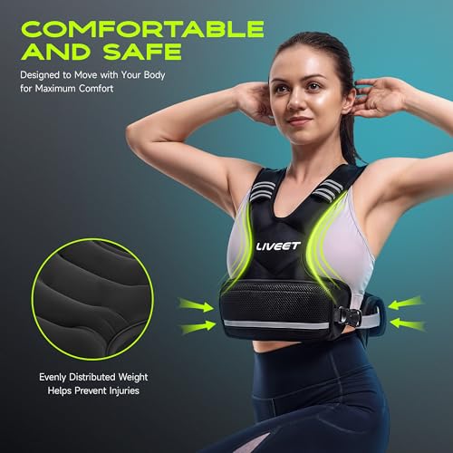 Adjustable Weighted Vest for Women Men, 4-10lb 11-20lb 20-32lb Weight Vest with 6 Ironsand Bags, Running Vest with Reflective Strips Adjustable Buckle Straps for Walking Strength Training - size: 11-20 lbs