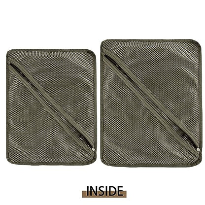 PETAC GEAR Tactical Storage Mesh Pouch Set,Insert Modular Utility Admin Pockets,Travel Organizer EDC Bag - color: Ranger Green